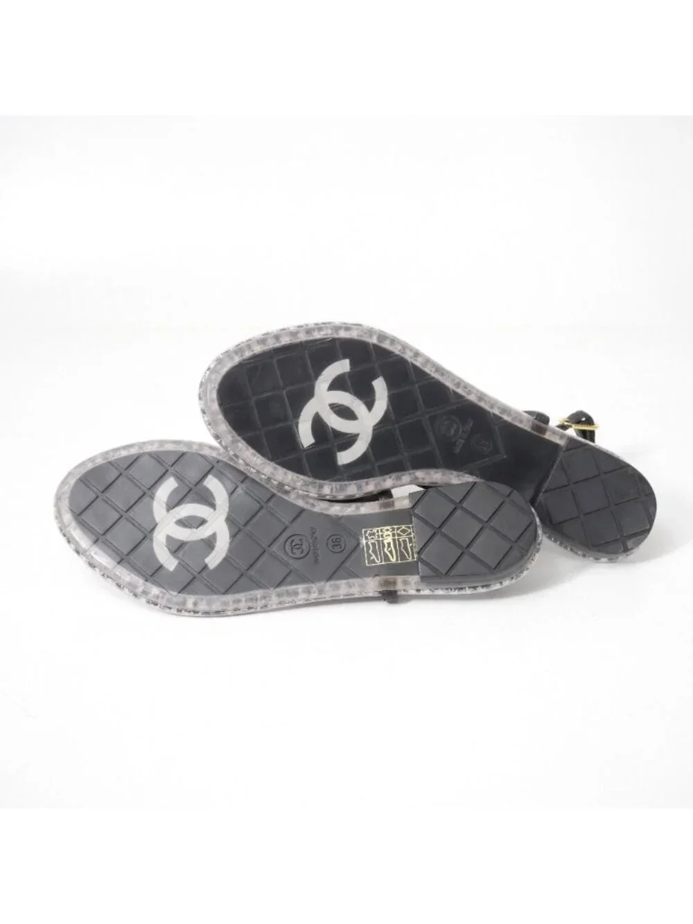 Chanel Sandals 36 10c CC Logo CC Ankle Strap Chain Thong